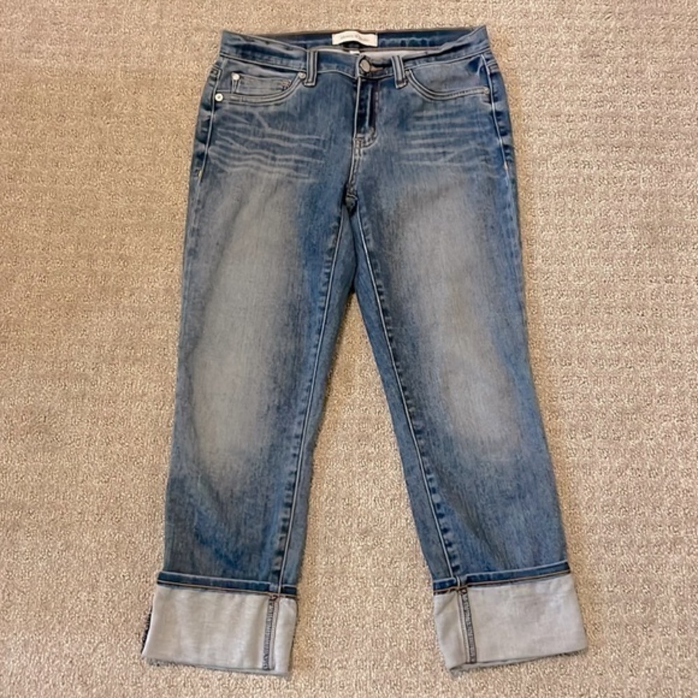 Henry & Belle Distressed Medium Denim Wash Cuffed Jeans